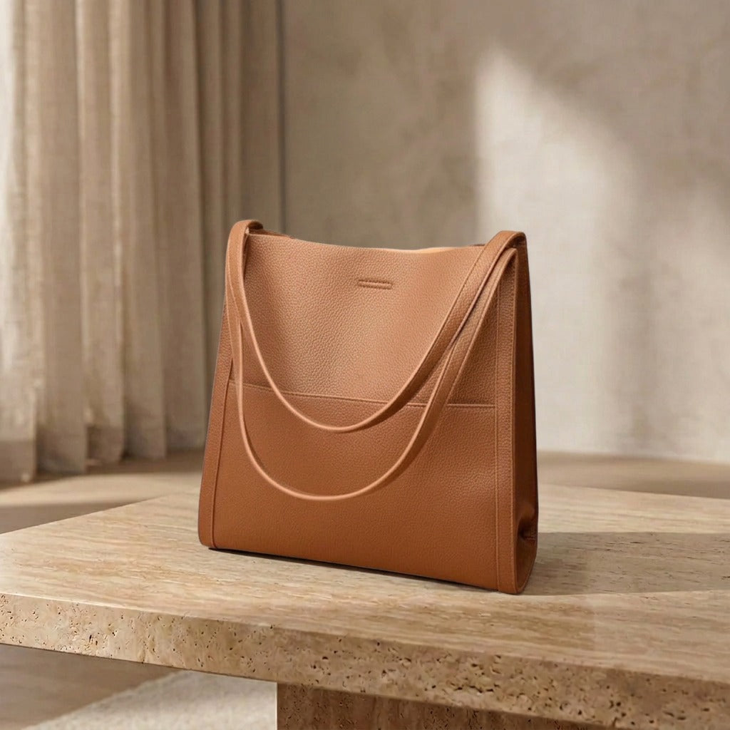 Plousia - Leather Shoulder Bag in a Simple and Elegant Design