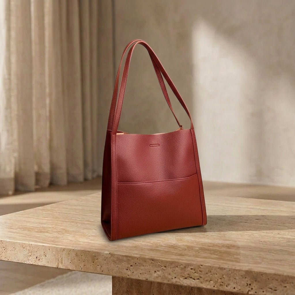 Plousia - Leather Shoulder Bag in a Simple and Elegant Design
