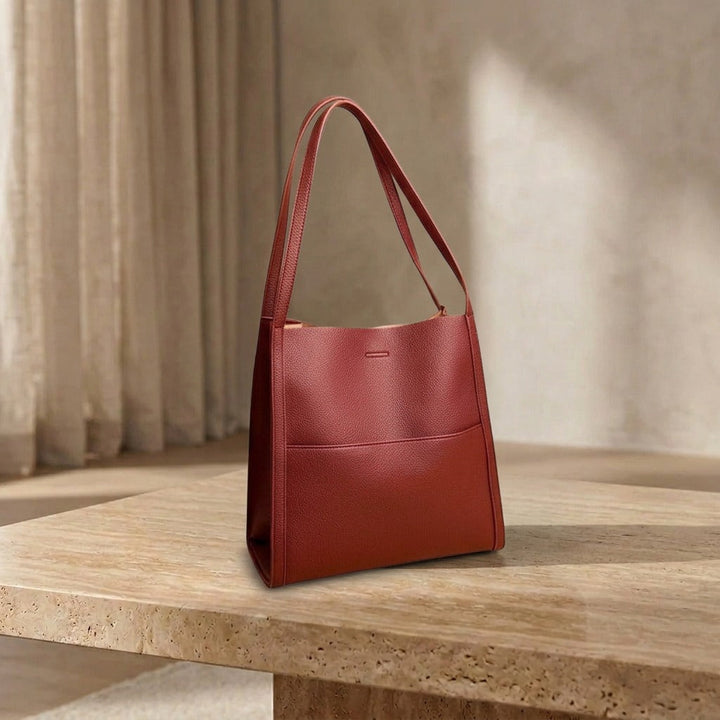 Plousia - Leather Shoulder Bag in a Simple and Elegant Design