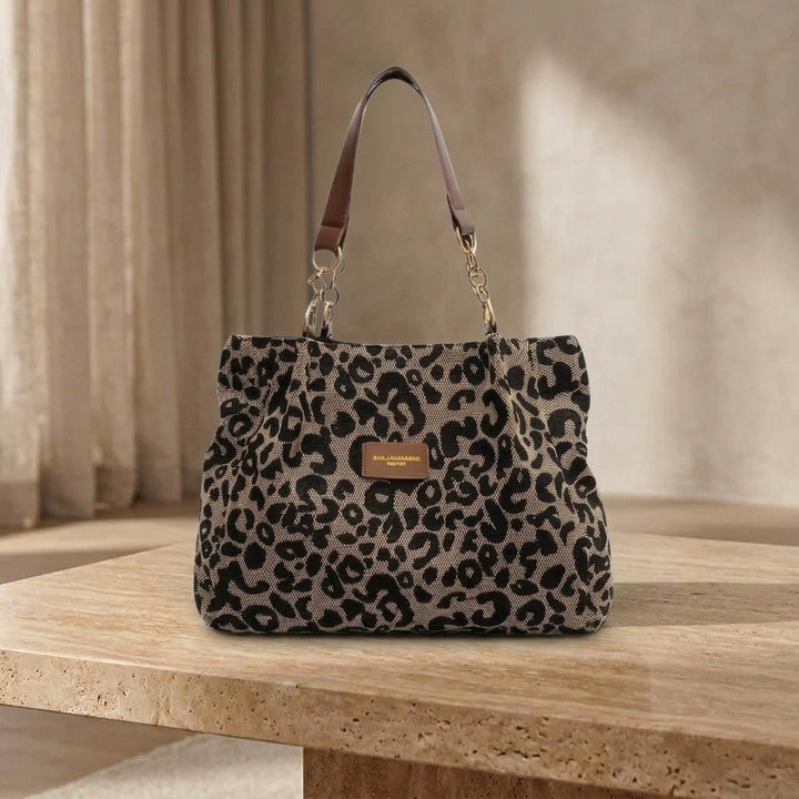 Impressive Canvas Shopping Bag with Leopard Print