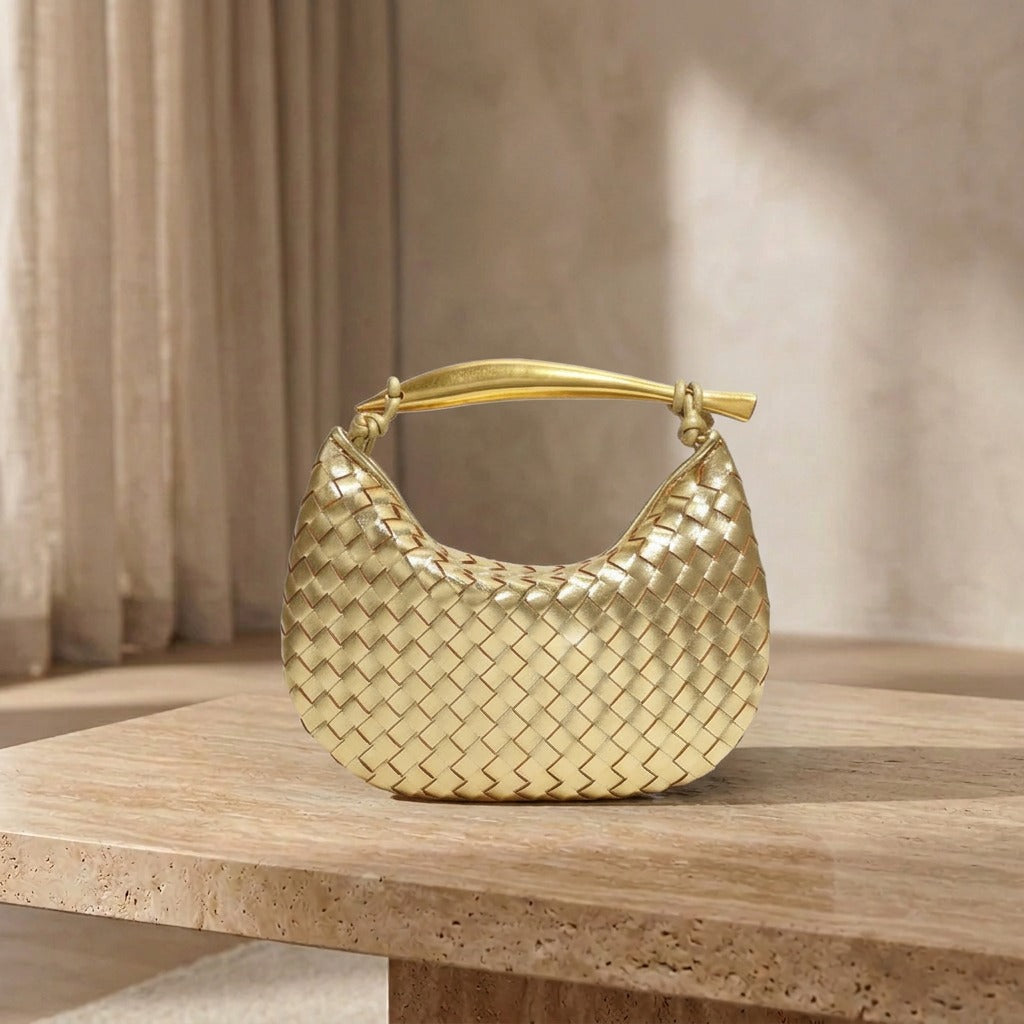 Gerda Bolso Woven Bag with Gold Handle