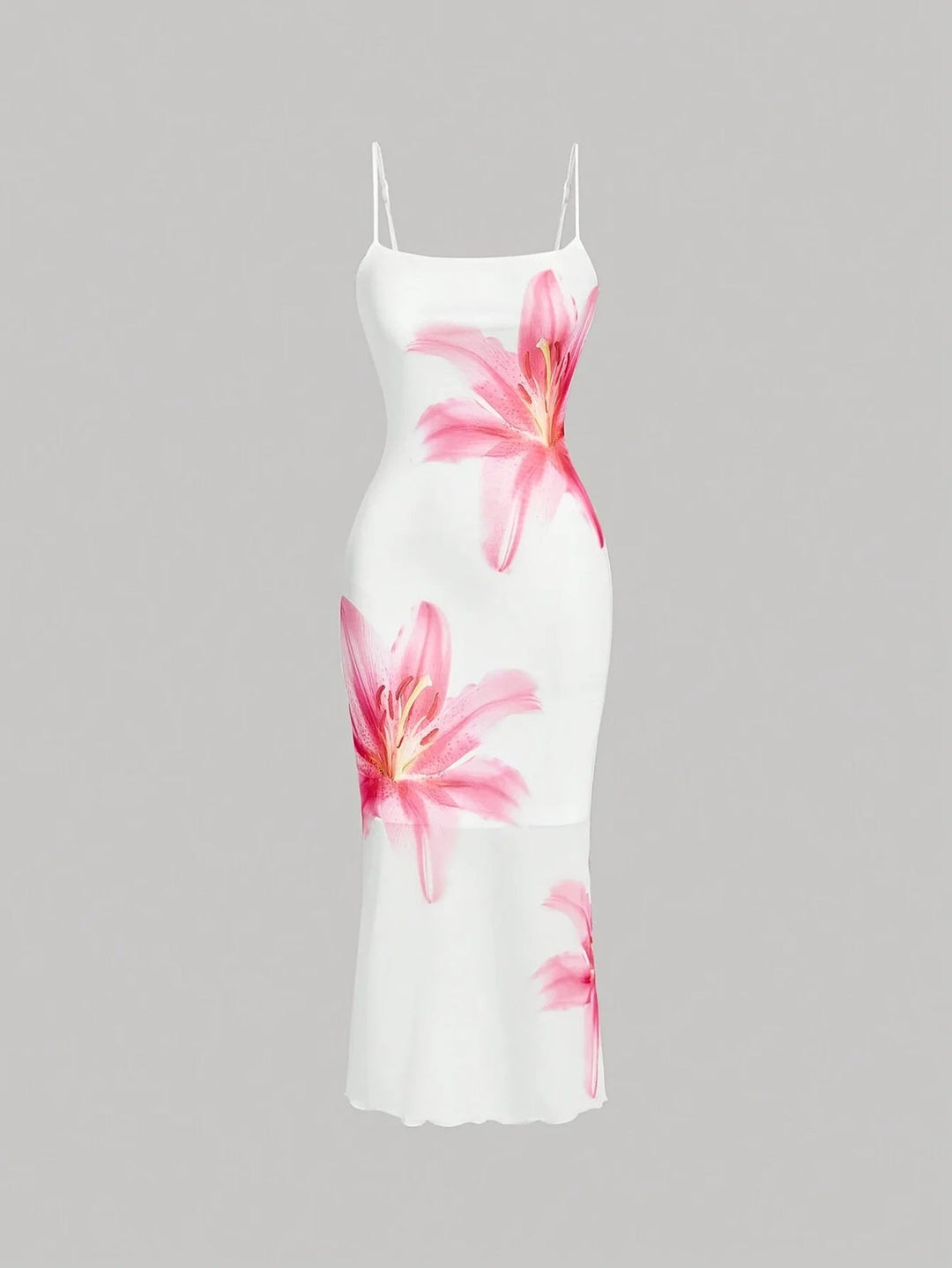 Magda | Floral Pattern Fitted Dress with Square Neck