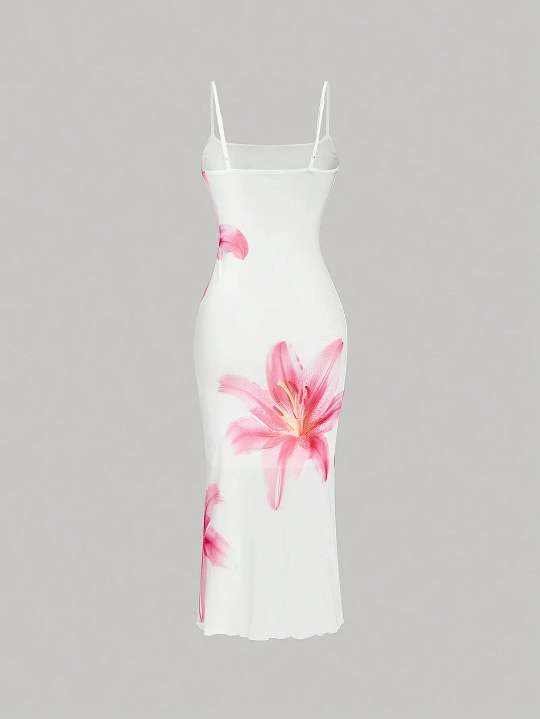 Magda | Floral Pattern Fitted Dress with Square Neck