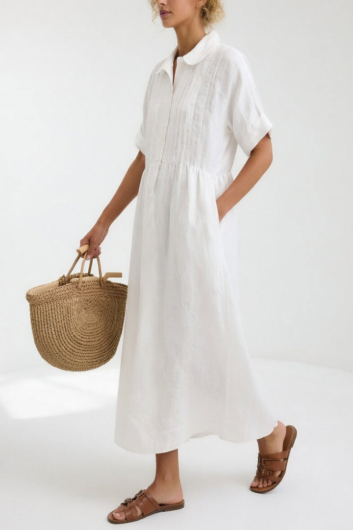 Klaudia | Relaxed Fit Linen-Cotton Shirt Dress