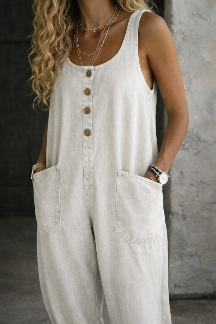 Sara - Distressed Vintage Cotton Jumpsuit