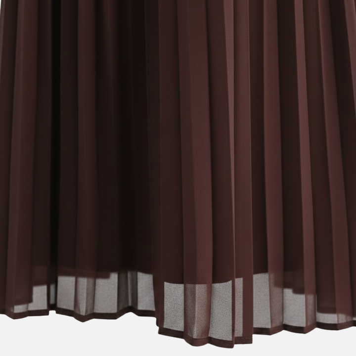 Gizela | Collared Pleated Midi Dress in Airy Fabric