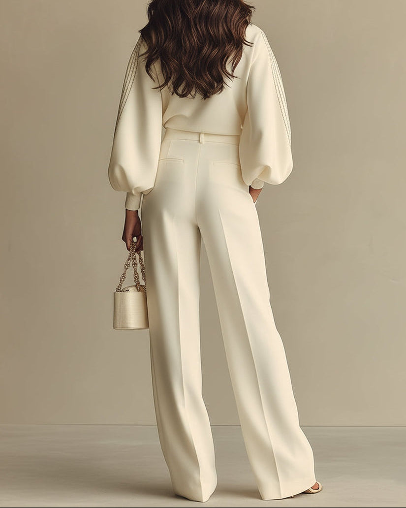 Sára | Ribbed Wide-Leg Trouser Set