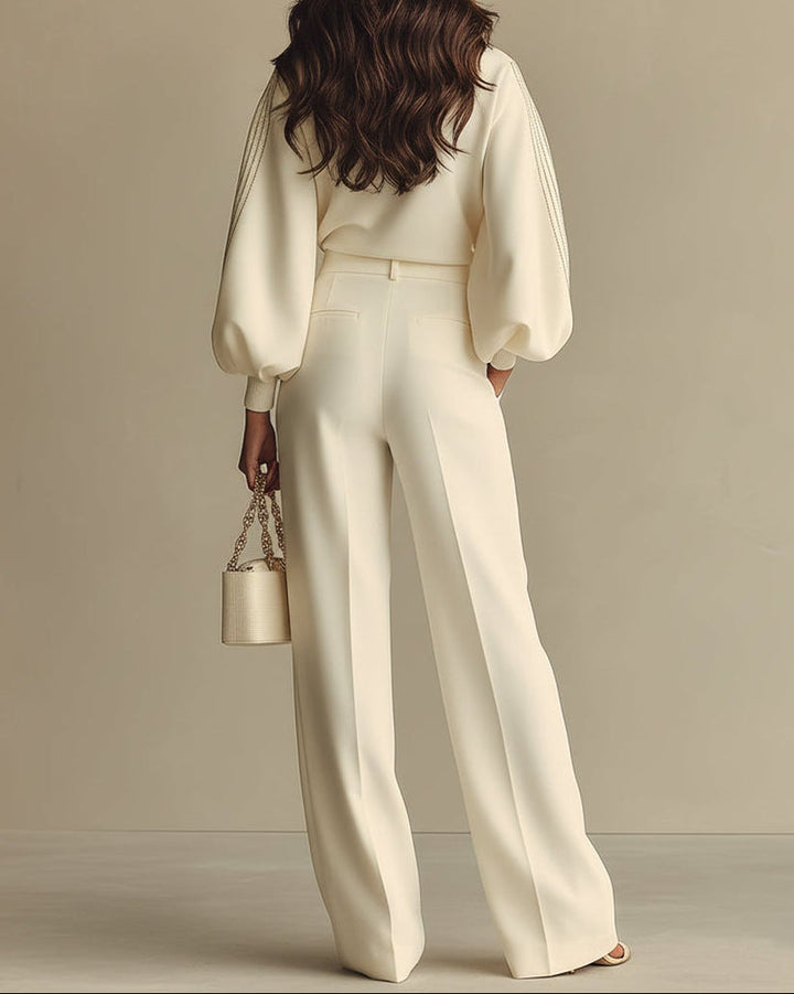 Sára | Ribbed Wide-Leg Trouser Set