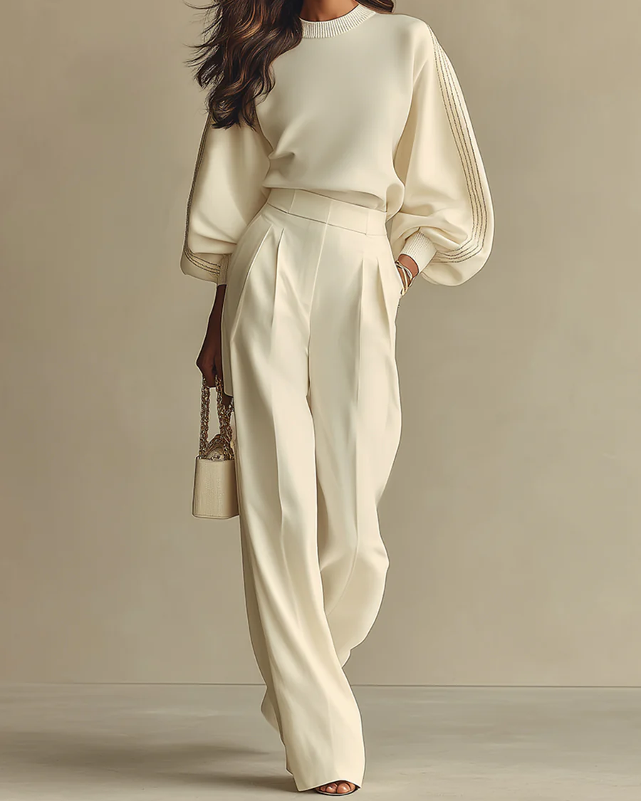 Sára | Ribbed Wide-Leg Trouser Set
