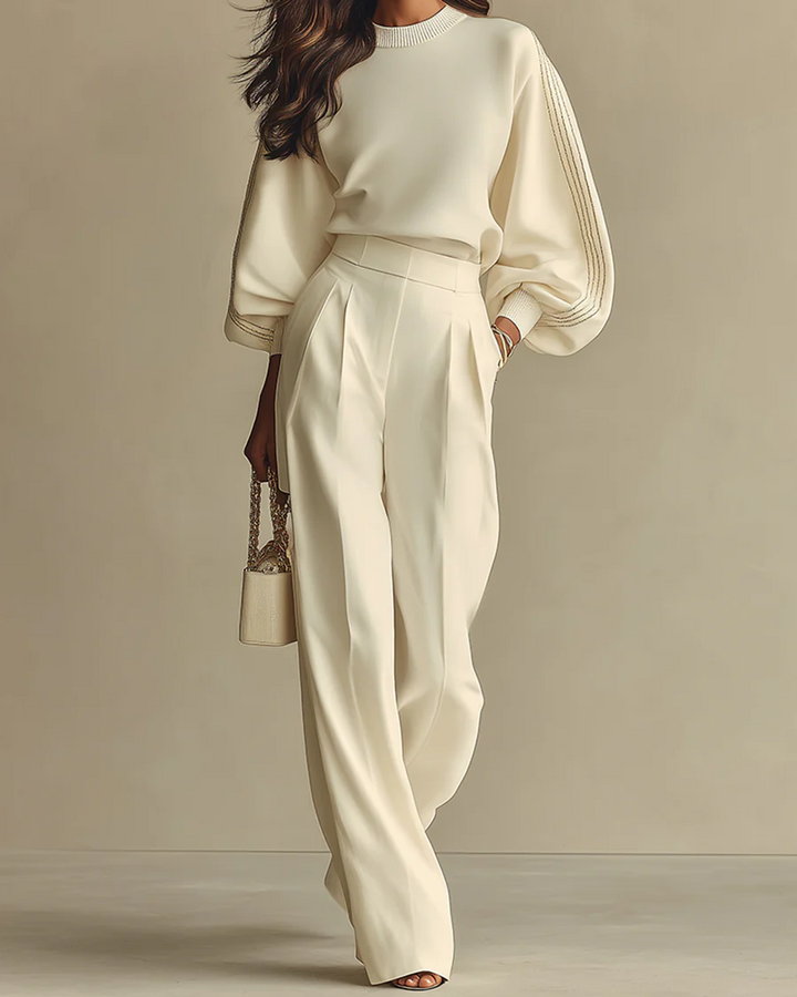 Sára | Ribbed Wide-Leg Trouser Set