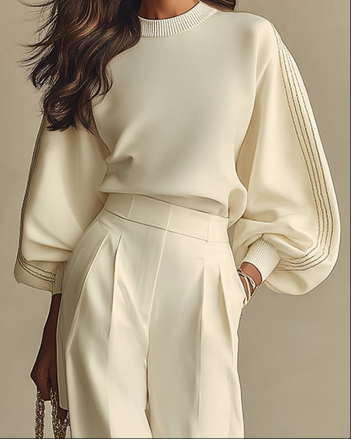 Sára | Ribbed Wide-Leg Trouser Set