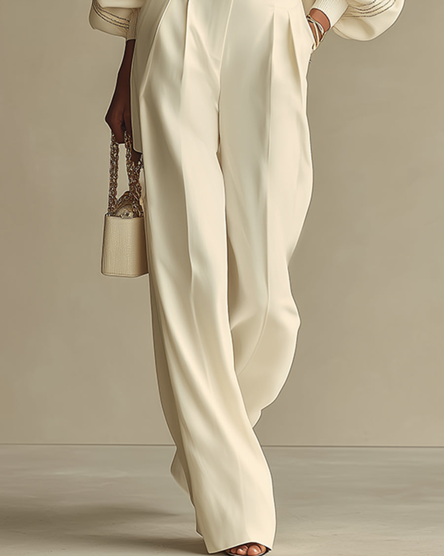 Sára | Ribbed Wide-Leg Trouser Set