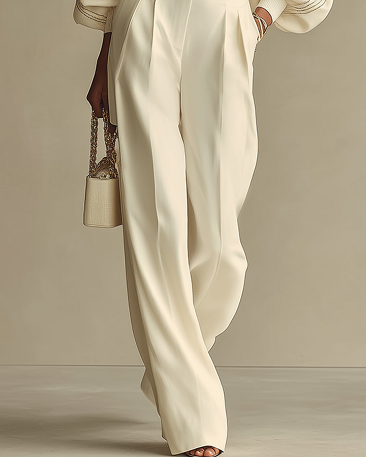 Sára | Ribbed Wide-Leg Trouser Set