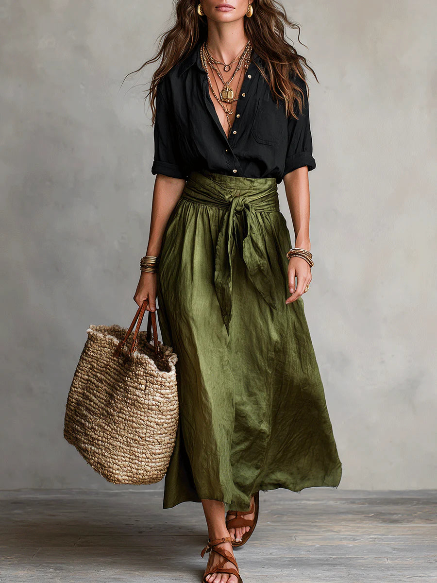 Kornélia | Chic Two-Piece Ensemble Featuring a Relaxed Top and Midi Skirt