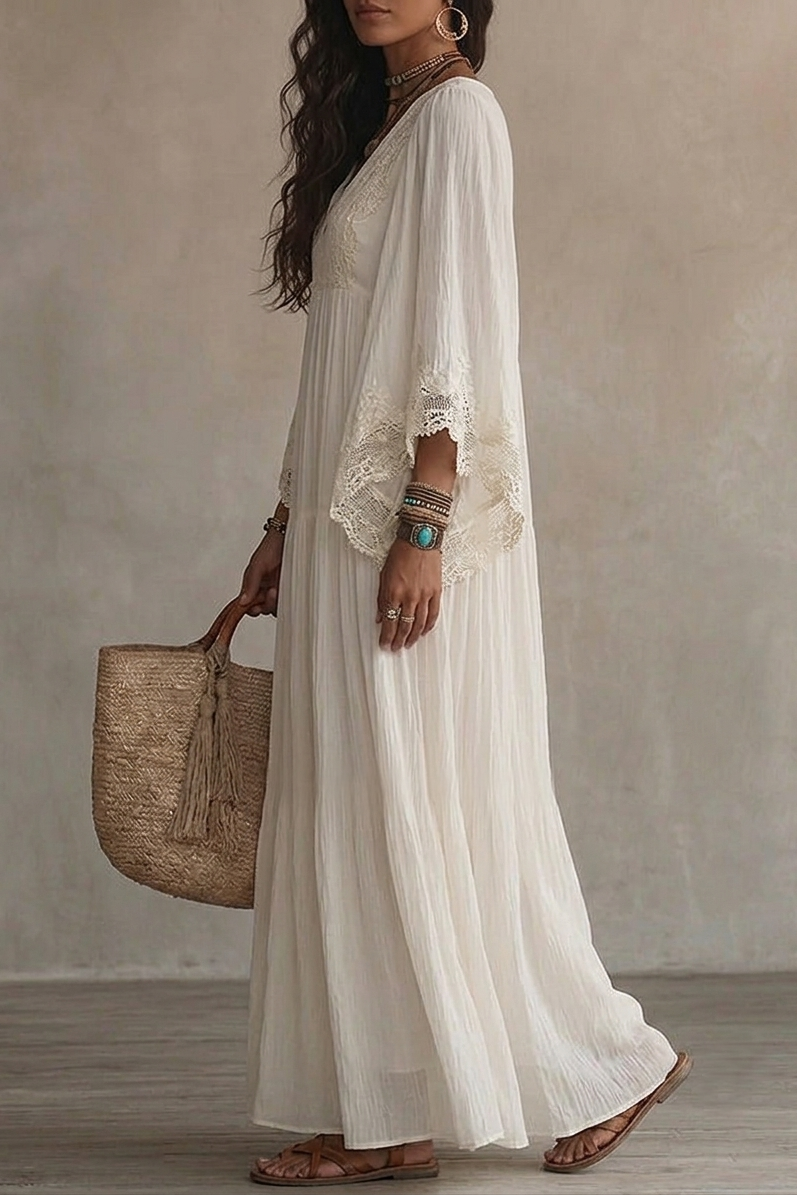 Teodóra | Batwing Sleeve Maxi Dress