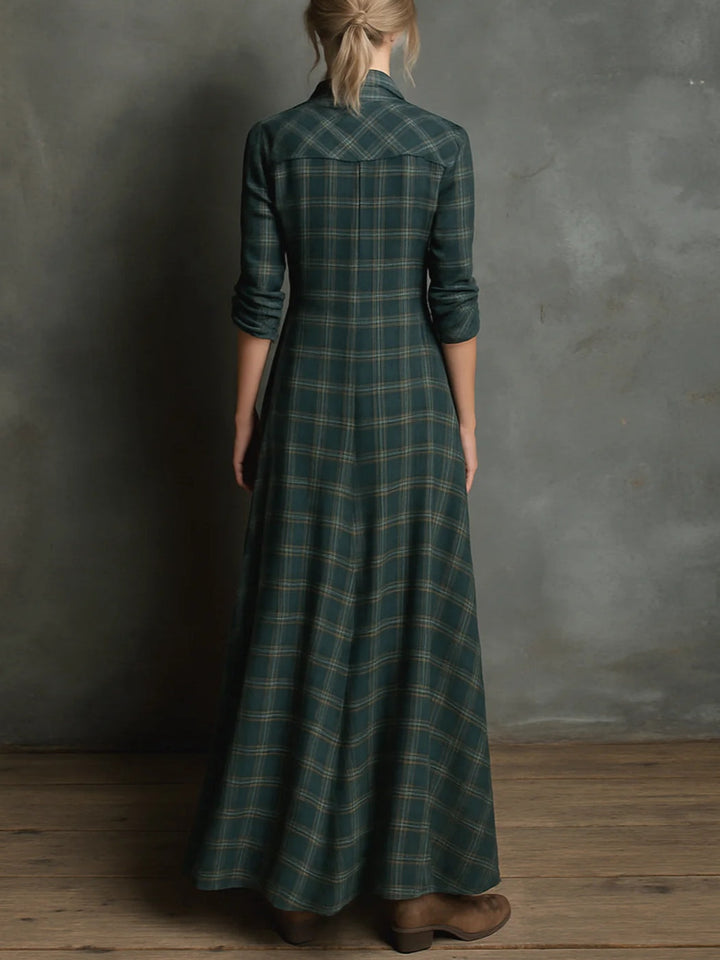 Floriána | Plaid Maxi Shirt Dress