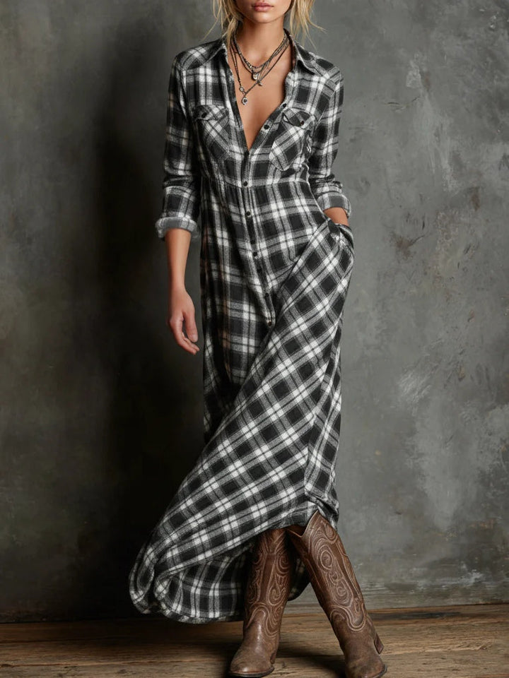 Ernestína | Plaid Maxi Shirt Dress