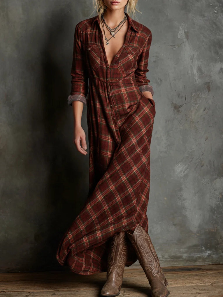 Ernestína | Plaid Maxi Shirt Dress