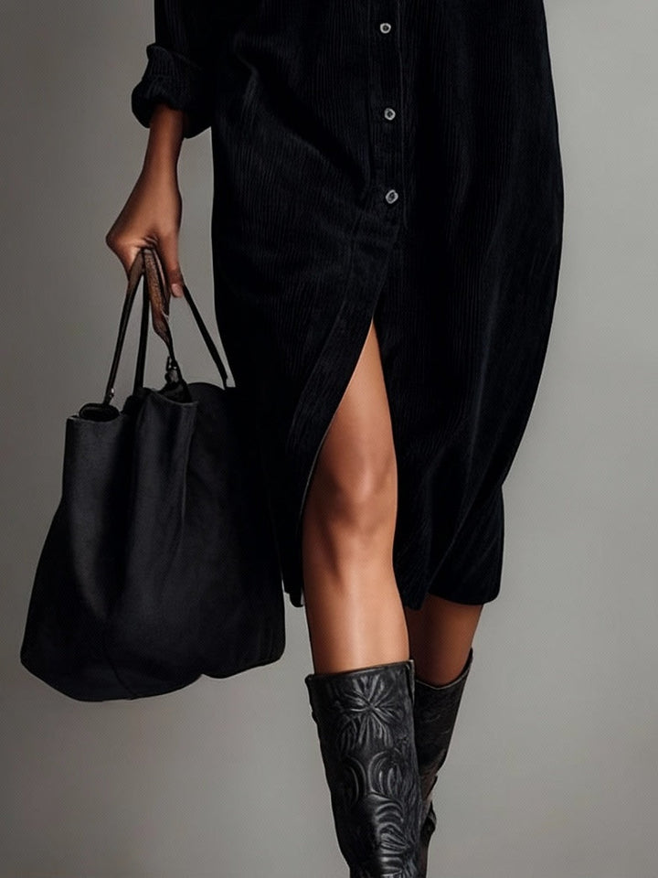 Eugénia | Midi Dress Featuring Pockets and Button Closure