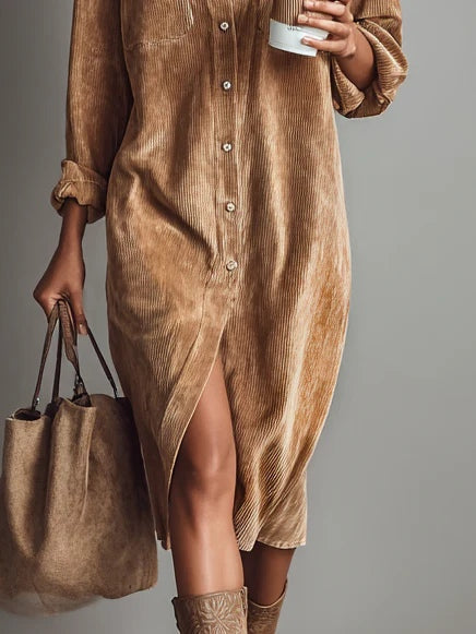 Drahomíla | Midi Dress with Button Closure and Chest Pockets
