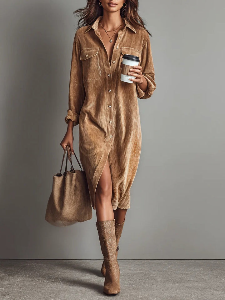 Drahomíla | Midi Dress with Button Closure and Chest Pockets