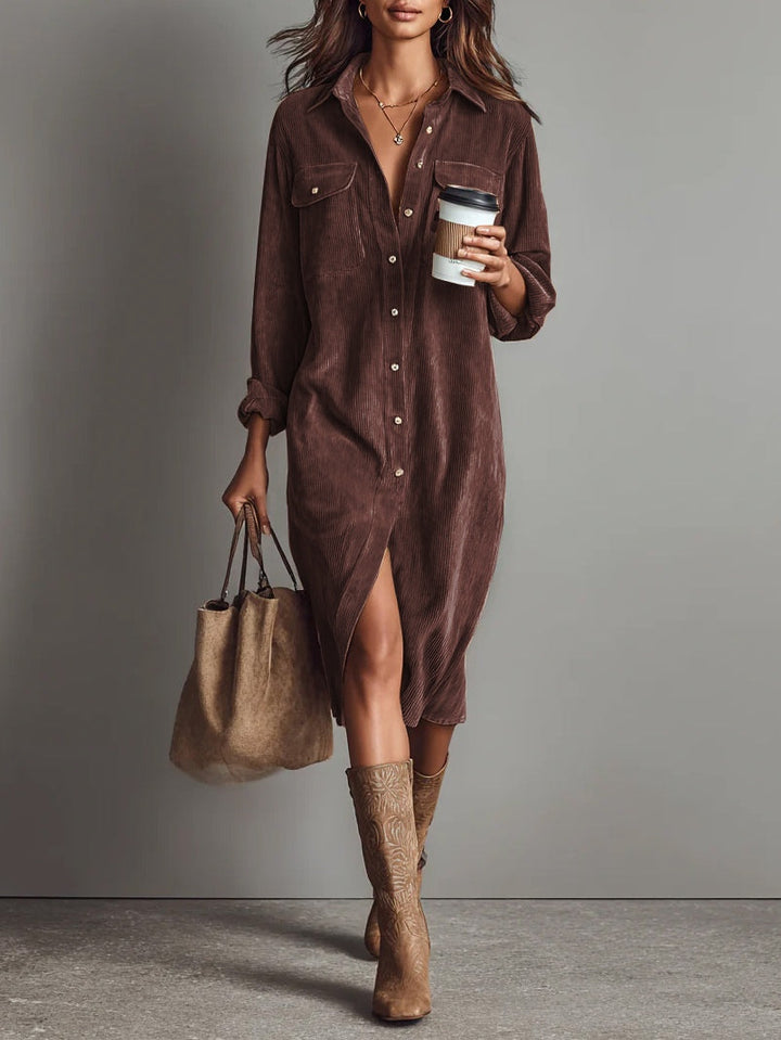 Eugénia | Midi Dress Featuring Pockets and Button Closure