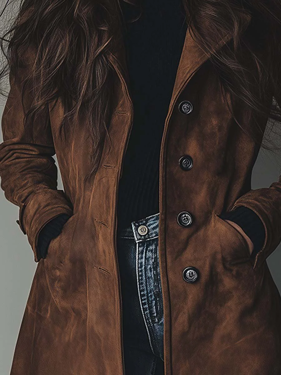 Classic Suede Trench Coat