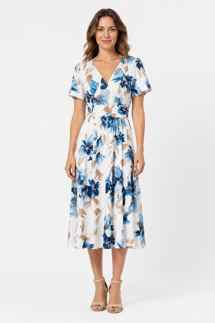 Zara | Ruffled Waist Floral Midi Wrap Dress