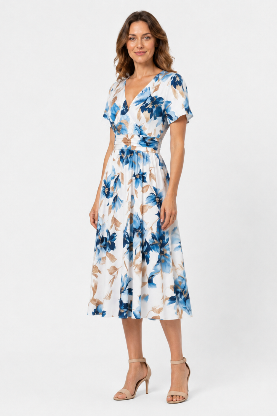 Zara | Ruffled Waist Floral Midi Wrap Dress