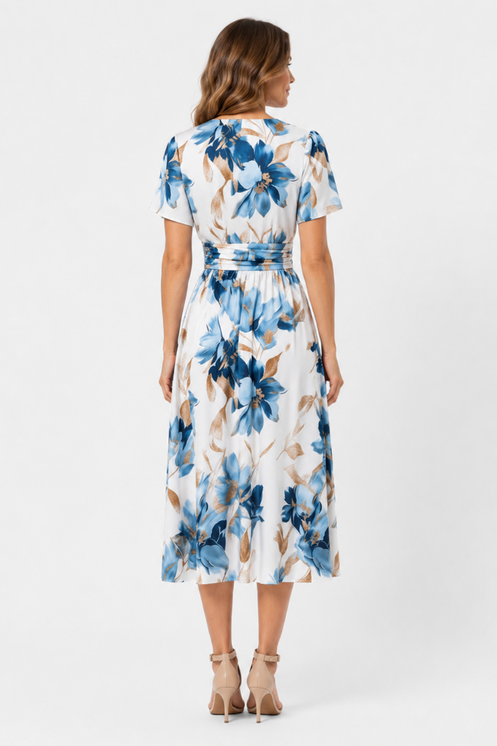 Zara | Ruffled Waist Floral Midi Wrap Dress