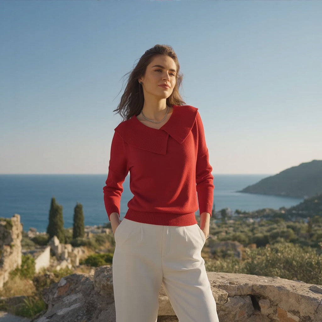 Nikoleta - Warm Sweater with Soft Collar