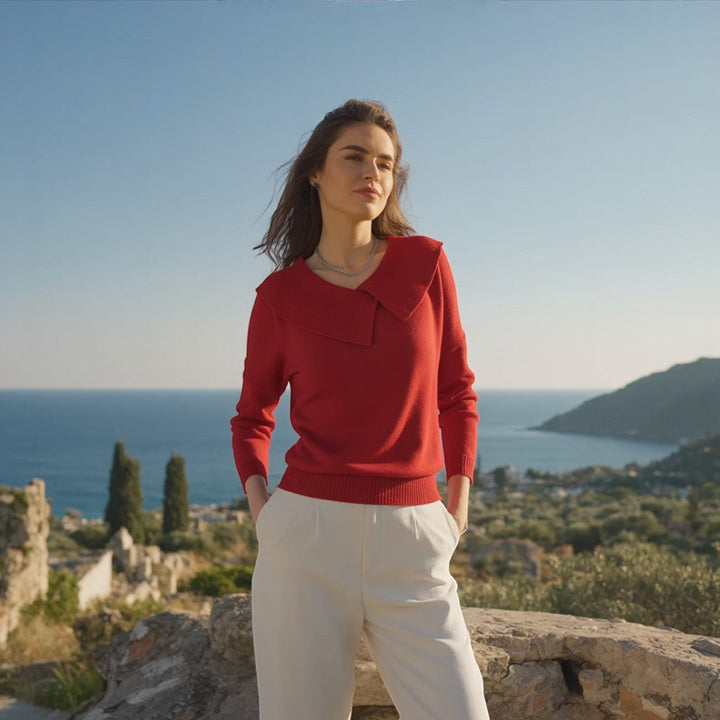 Nikoleta - Warm Sweater with Soft Collar