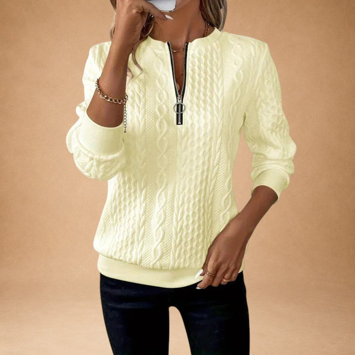 Pagona - Women's Zip-Up Cardigan with Cable Knit Design for Elegant Comfort