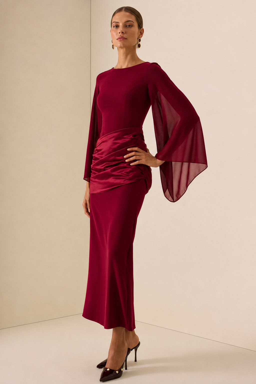 Alana | Cape Sleeve Maxi Dress