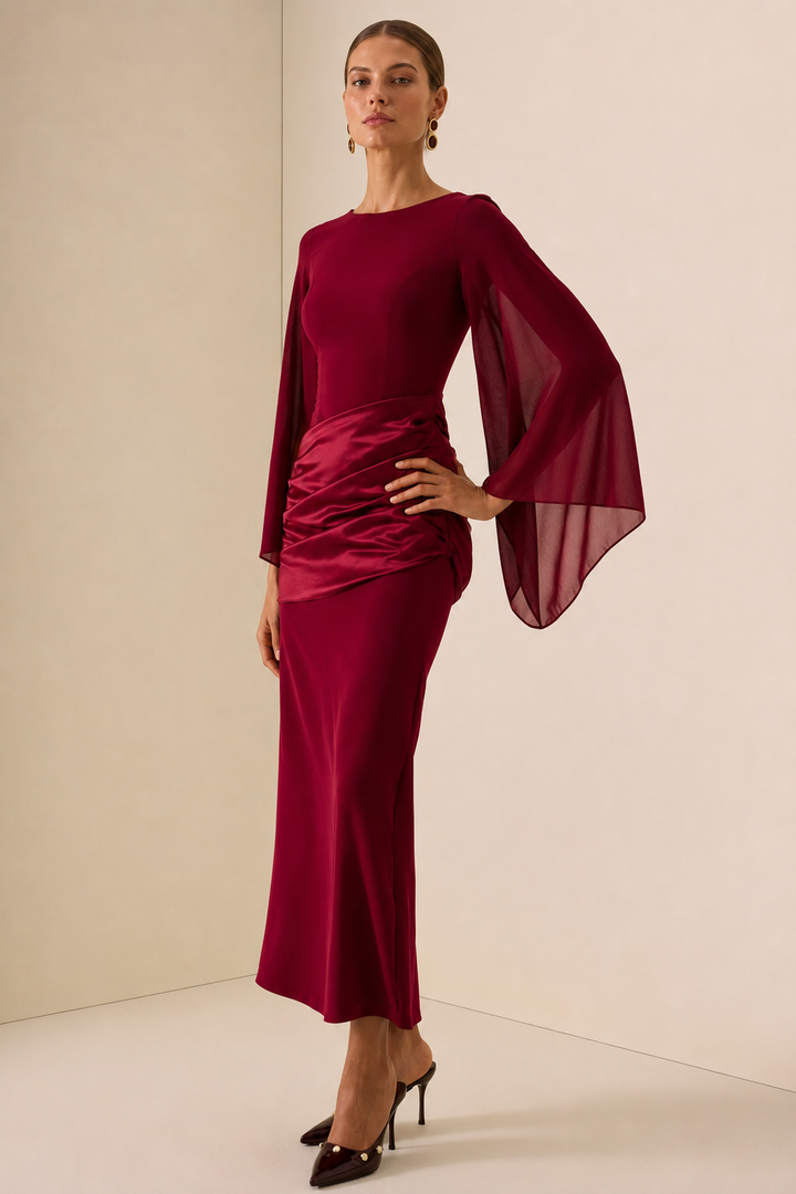 Alana | Cape Sleeve Maxi Dress