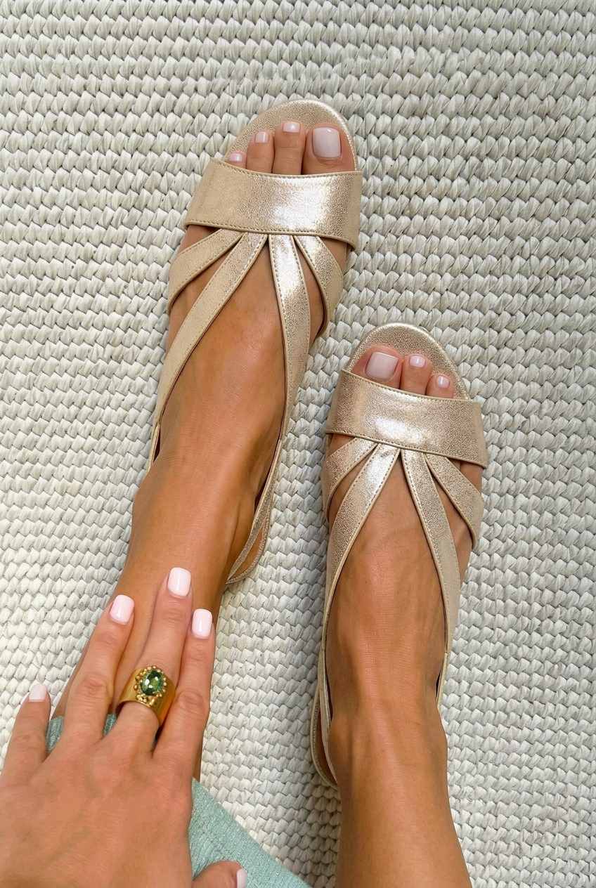 Yolanda - Shimmering Metallic Slingback Sandals