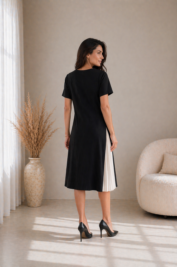 Leila | Midi Dress Featuring Elegant Mesh Accents