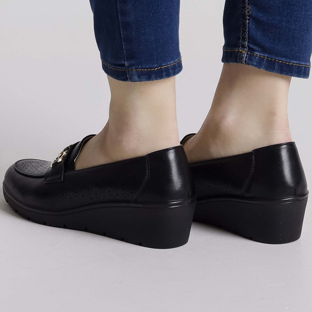 Black Elevated Platform Loafers
