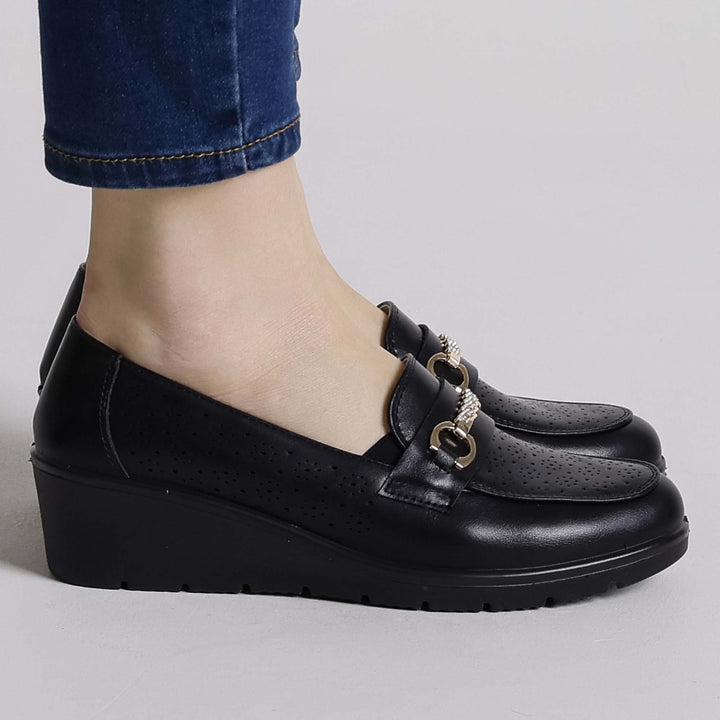 Black Elevated Platform Loafers