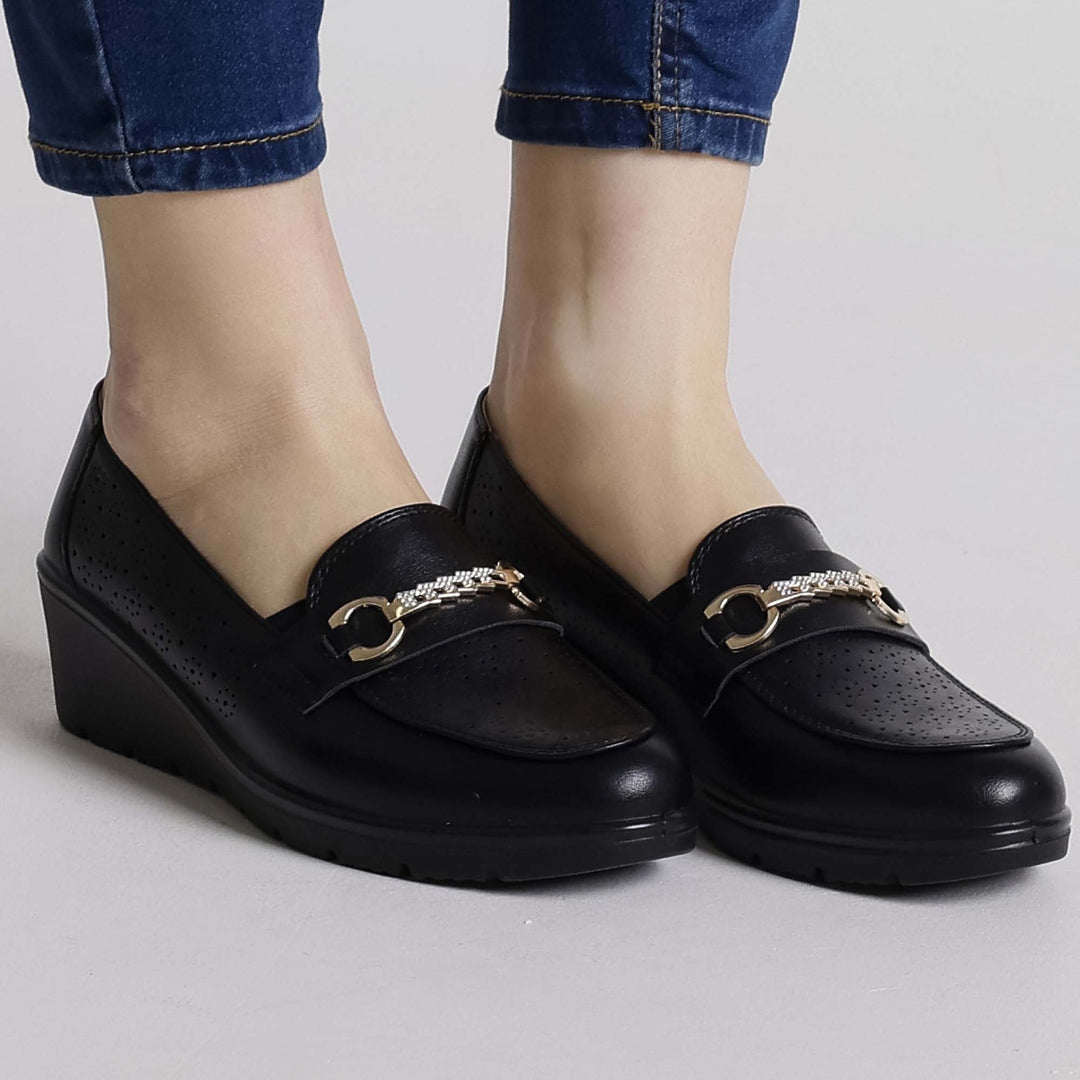 Black Elevated Platform Loafers