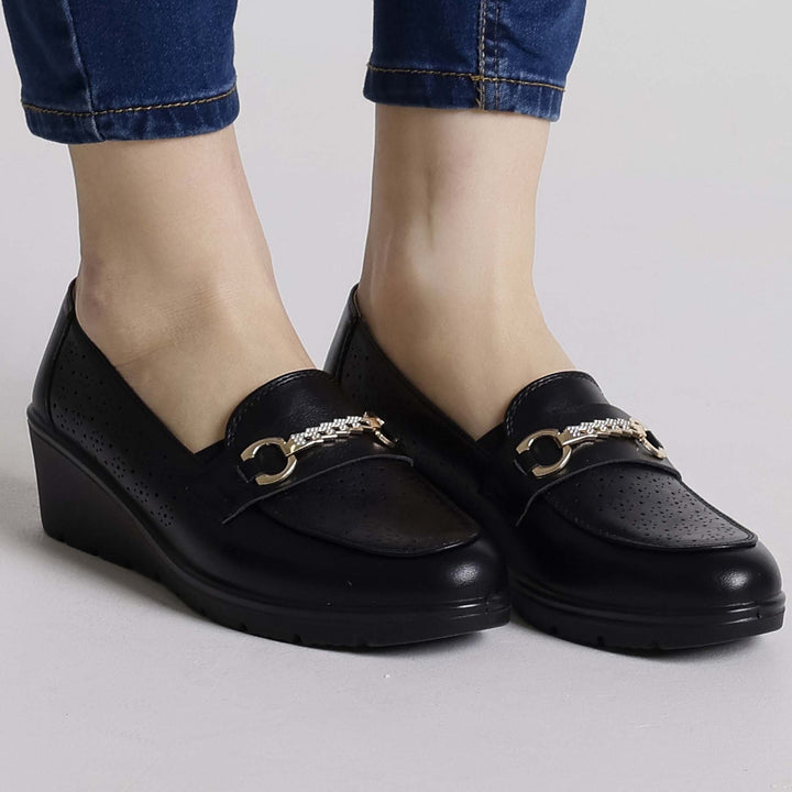 Black Elevated Platform Loafers
