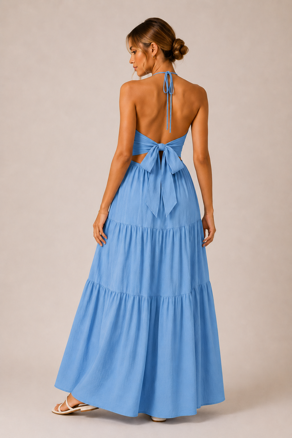 Andrea | Maxi Dress with Layered Design and Neck Tie
