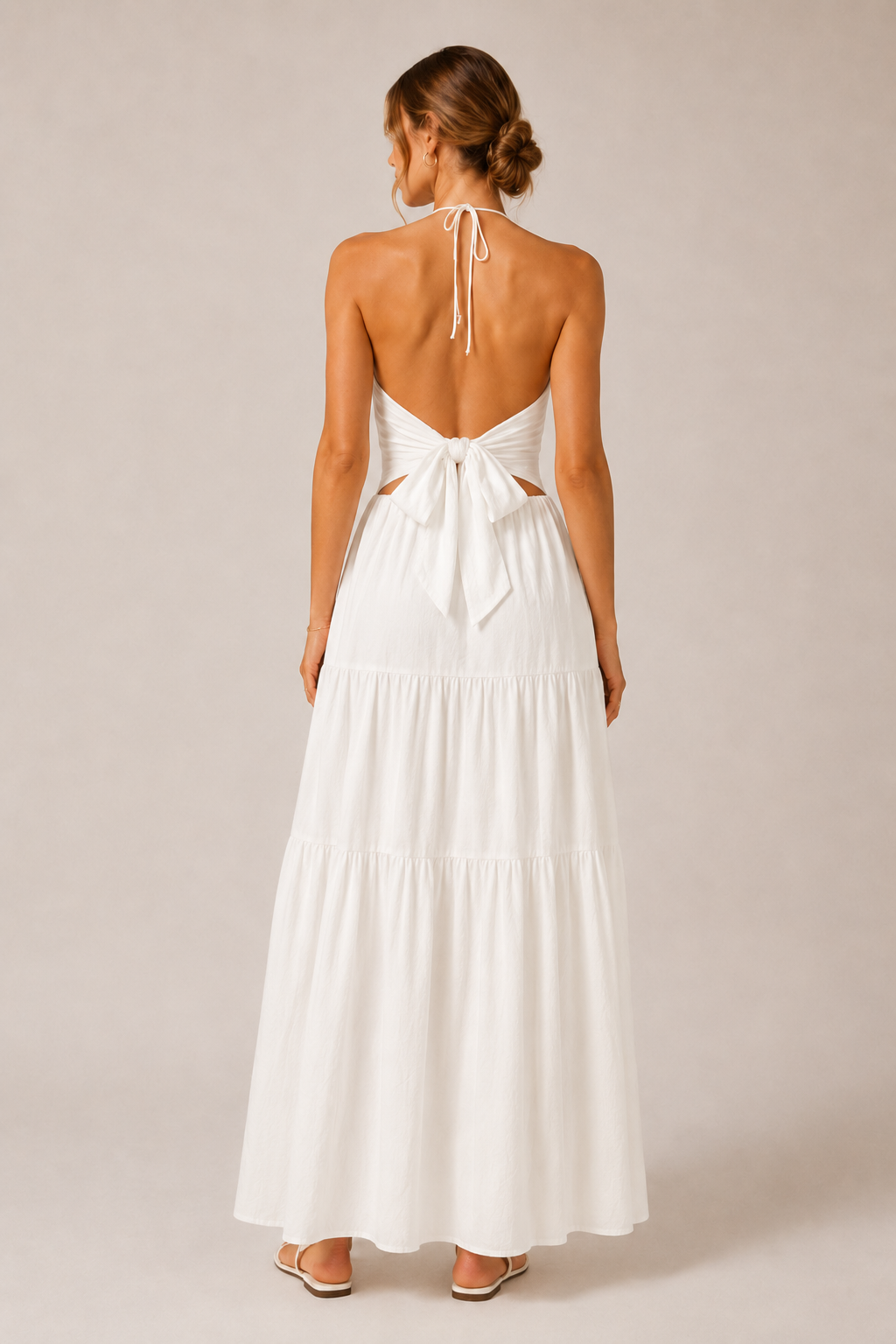 Andrea | Maxi Dress with Layered Design and Neck Tie