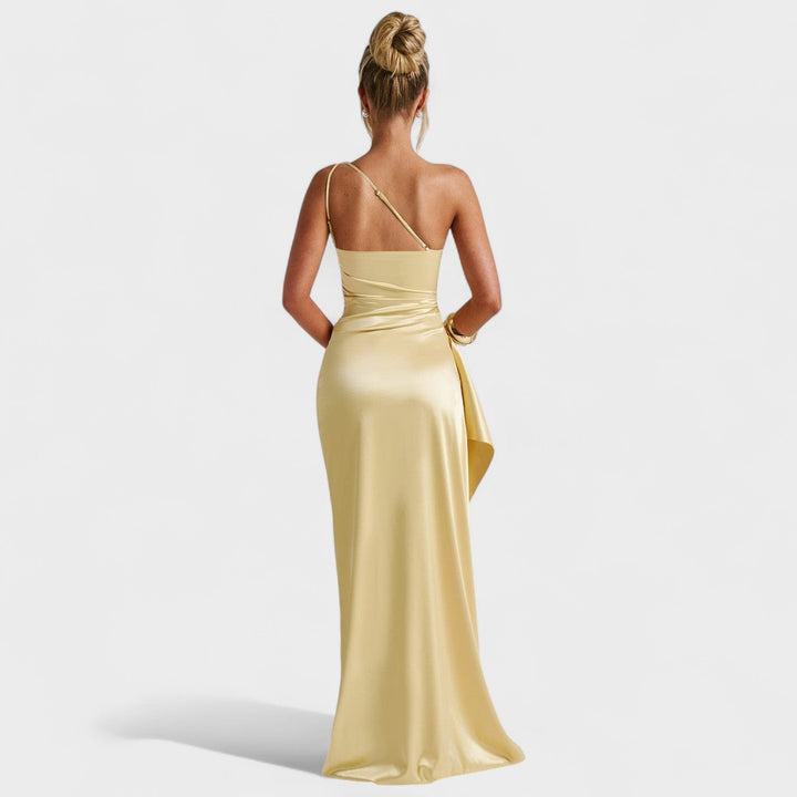 Ariel - Satin Dress with Asymmetrical Design