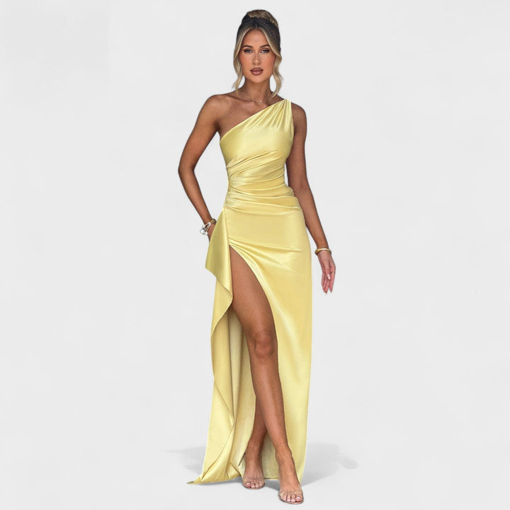 Ariel - Satin Dress with Asymmetrical Design