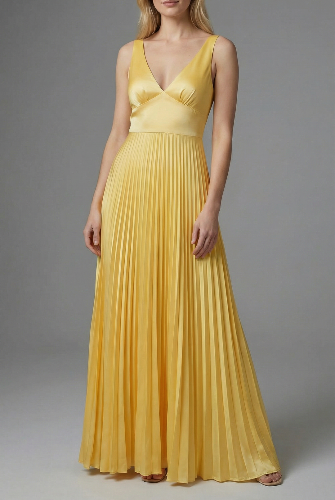 Brigita | Sunny Yellow Pleated Maxi Dress
