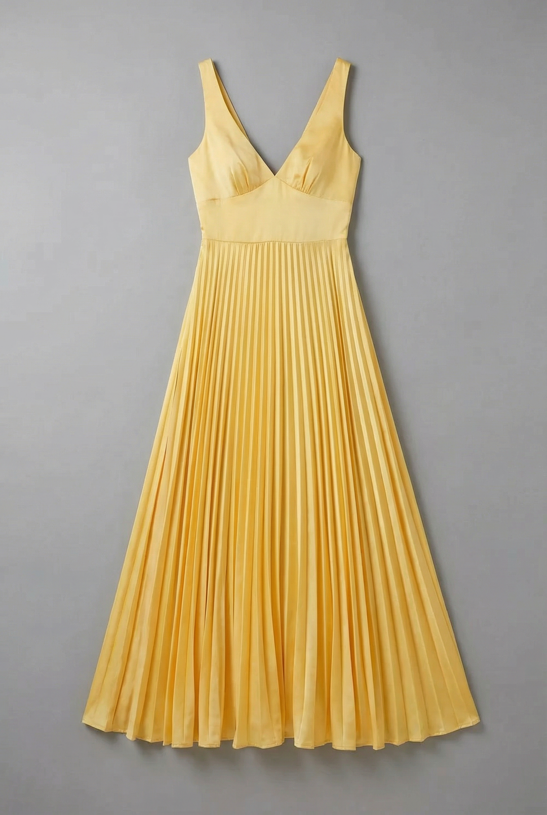 Brigita | Sunny Yellow Pleated Maxi Dress