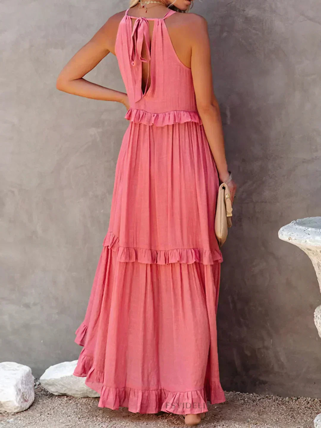 Long Dress in Coral Colour