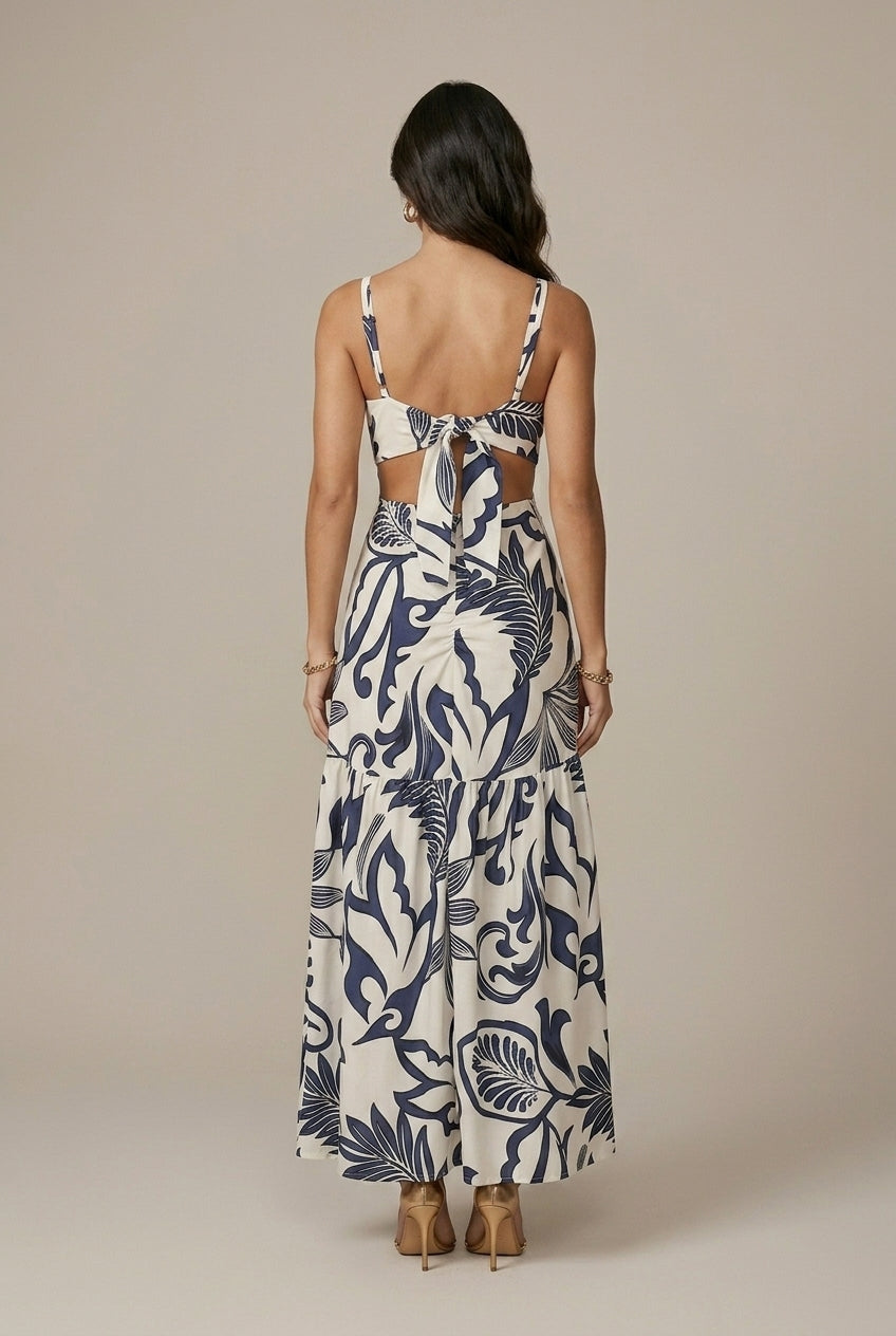 Dalma | Waist-Tied Floral Maxi Dress