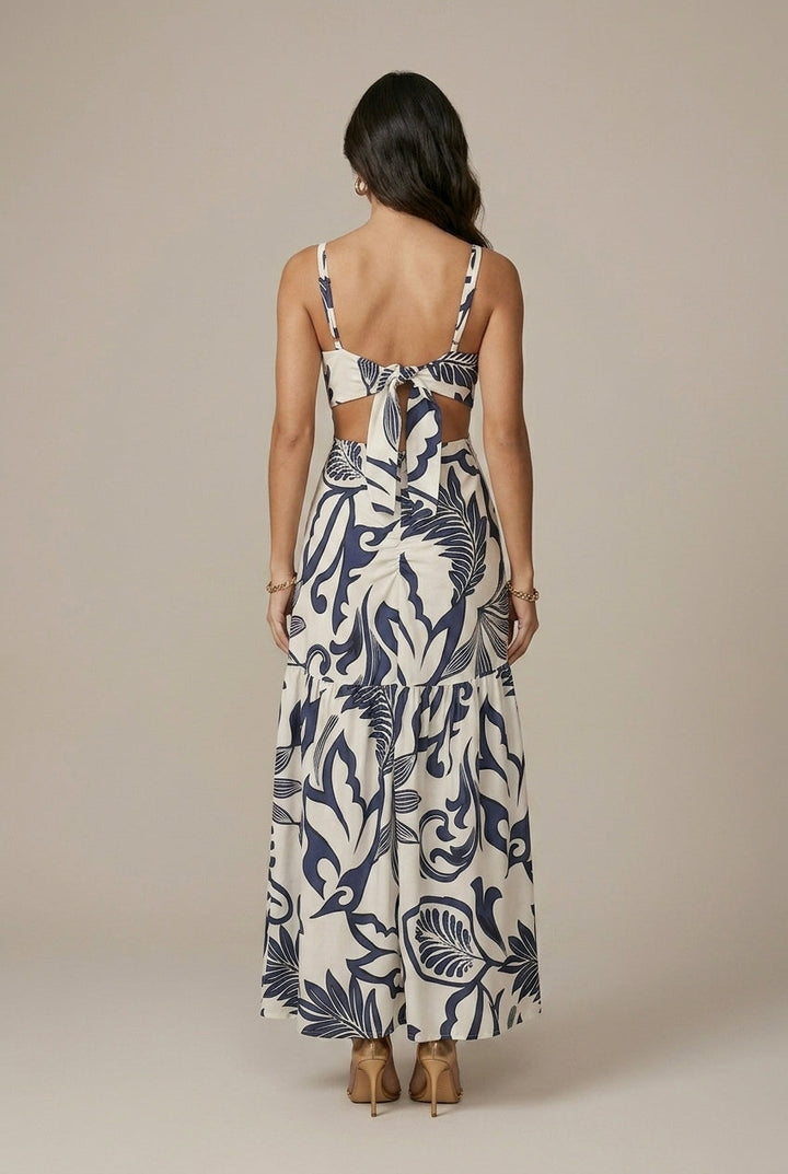 Dalma | Waist-Tied Floral Maxi Dress